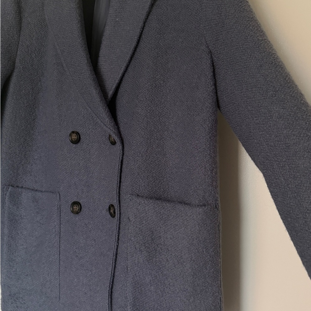 H&M Women's Double-Breasted Blue Pea Coat
